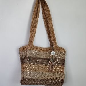 The Sak Tan and Brown Crochet Tote
